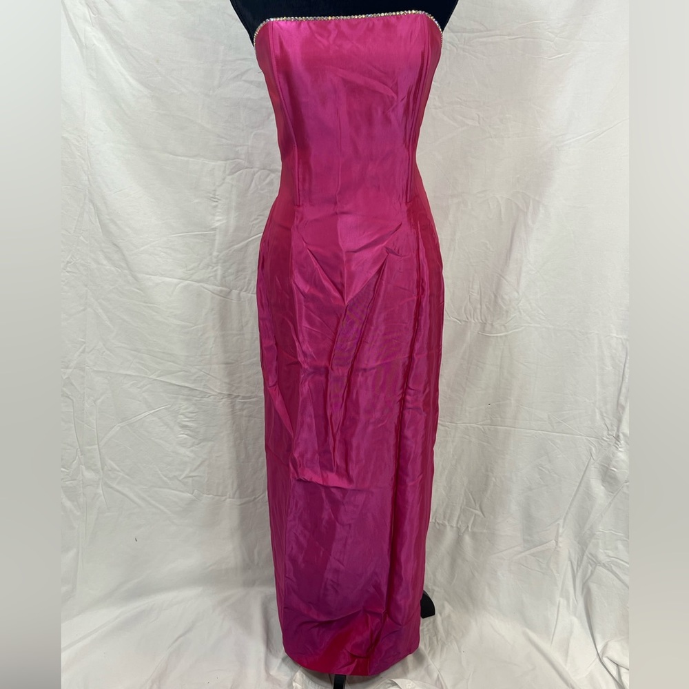 Gunne Sax Jessica Mcclintock Pink Prom Formal Dress Strapless Vintage Dress